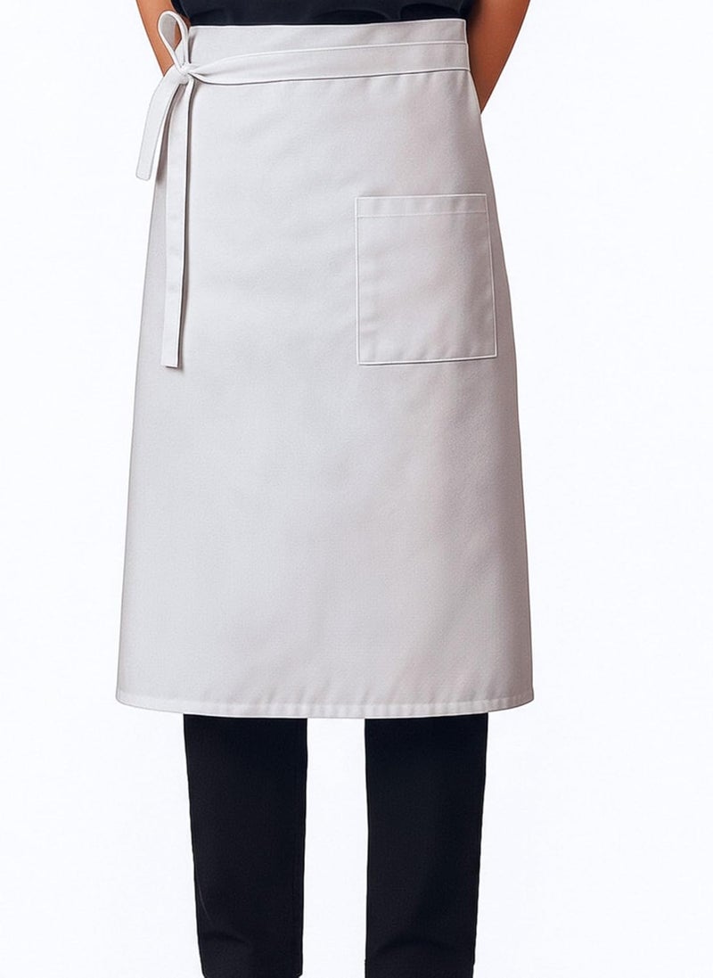 Shyyween White Half Bistro Burger Apron 26" White Waist Chef Apron with Large Pockets and Adjustable Waist Strip Halloween Cosplay Party Outfit for Men Women Adults Kitchen Cooking - Image 1